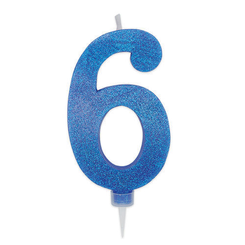 Candelina Sweety Maxi Blu Glitter Numero 6