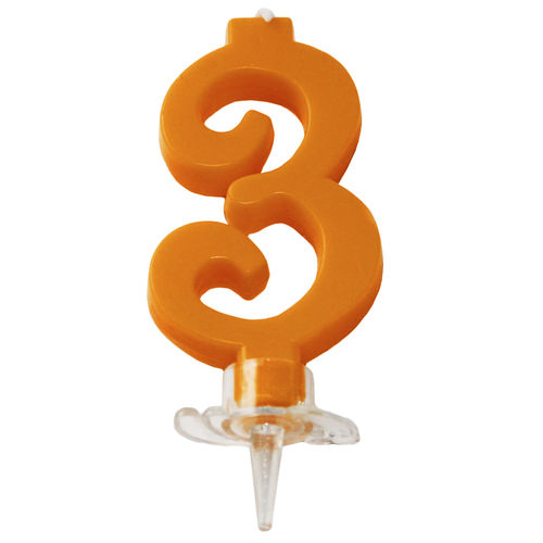 Candelina Mini Arancio Fluo Numero 3