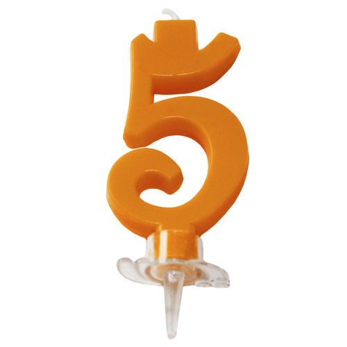 Candelina Mini Arancio Fluo Numero 5