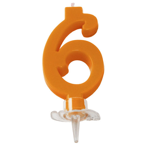 Candelina Mini Arancio Fluo Numero 6