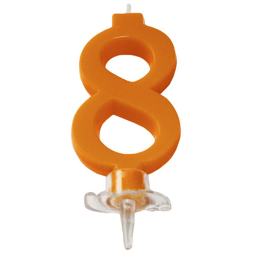 Candelina Mini Arancio Fluo Numero 8