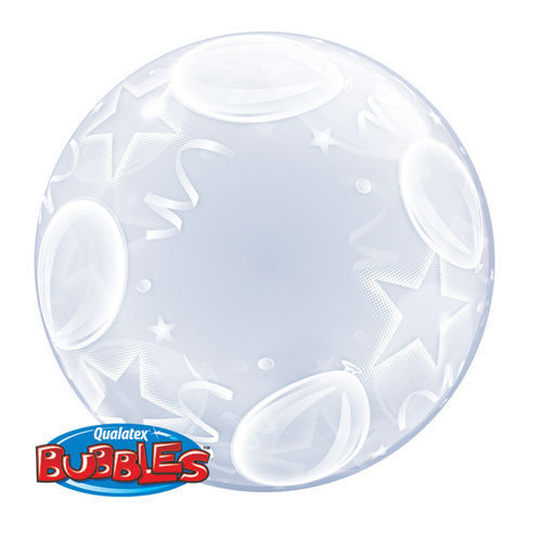 Palloncino Qualetex - Bubbles - Trasparente con Stelle e Palloncini 61 cm