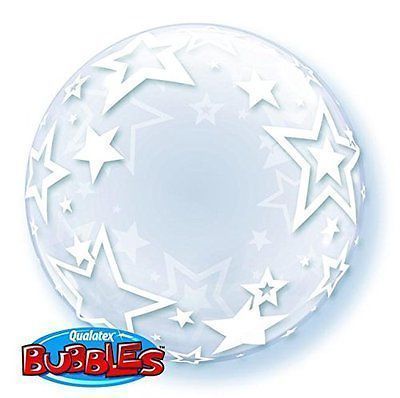 Palloncino Qualetex - Bubbles - Trasparente con Stelle 61 cm