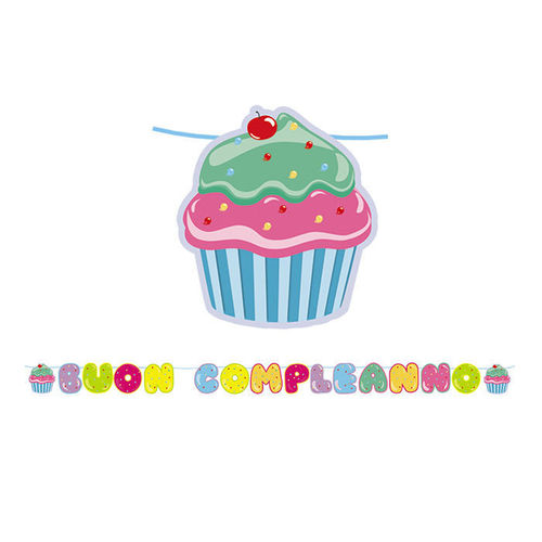 Kit Scritta Maxi Buon Compleanno Cupcakes 6 mt