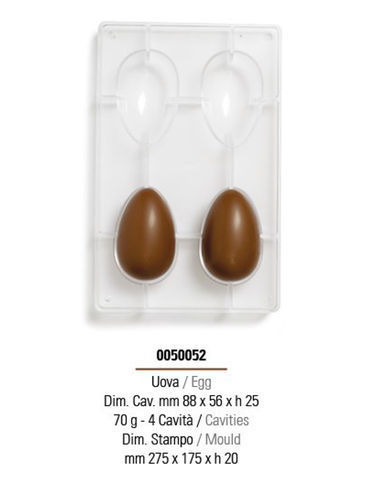 Stampo per Uovo di Cioccolato 70 gr 4 Cavità