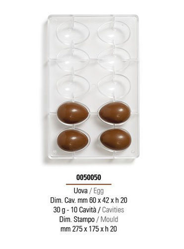 Stampo per Uovo di Cioccolato 30 gr 10 Cavità