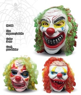 1 Maschera Clown Horror con Capelli Taglia UNICA Modelli Assortiti