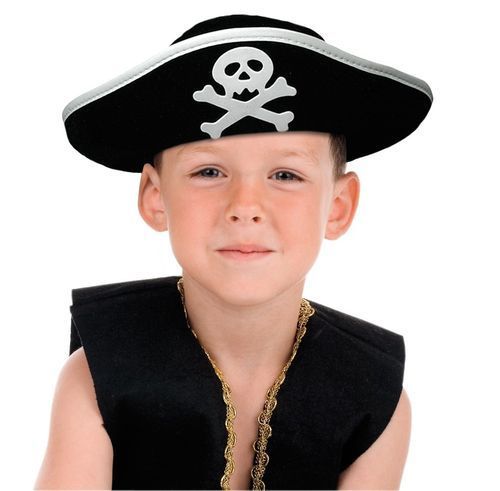 Cappello Nero Pirata Bambino Taglia UNICA