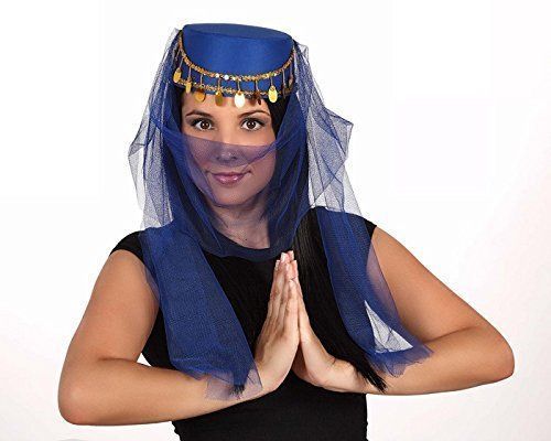 Cappello Principessa Araba Blu con Velo Taglia UNICA