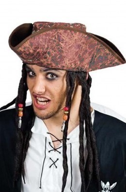 Cappello Pirata Jack Sparrow con Treccine Adulto Taglia UNICA