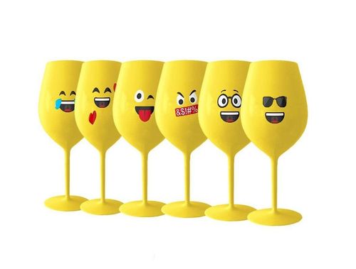 1 Bicchiere Santero Calice Giallo Emoji Assortiti