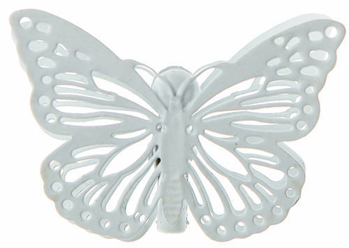 Segnaposto Farfalle Bianche in Metallo 4 pz - 3,5x2,5 cm
