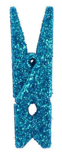 Mollette Glitterate Turchese 6 pz - 3,5 cm