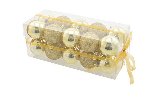 Box 20 sfere 6 cm Oro lucido e glitter