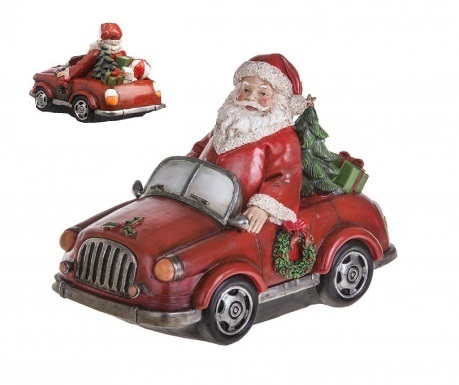 Babbo Natale in Auto Rossa 20 cm