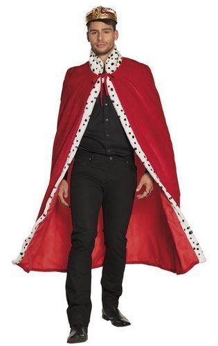 Mantello da Re Rosso con Bordo Leopardato Bianco e Nero 130 cm