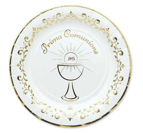 Piatti Oro Metal 18 cm Prima Comunione 8 pz