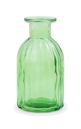 Vasetto di Vetro Verde Lime a forma di Bottiglietta Smerlata