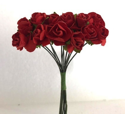 Fiore in Carta Rosellina Artificiale Rosso 12 pz
