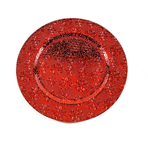 1 Sottopiatto Rosso Lucido con Decori 33 cm