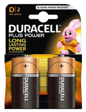 2 Batterie Duracell Plus D Torcia - LR20/MN1300