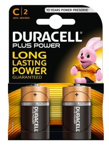 2 Batterie Duracell Plus C Mezza Torcia - LR14/MN1400