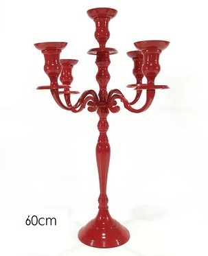 Candeliere in alluminio Rosso 5 Posti h 60 cm