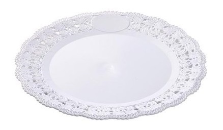 Vassoio Trinato Decorato Bianco Ø 22 cm