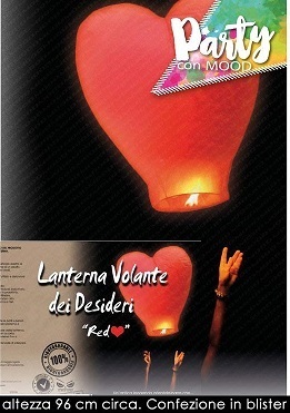 Lanterna dei Cieli Rossa a Cuore h 96 cm