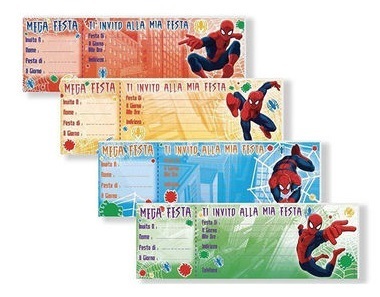Inviti Assegno Spiderman Marvel 23x7,5 cm 15 pz 1 Conf. Colori Assortiti