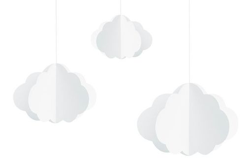 Decorazione in carta Nuvole Bianche in 3D 3 pz