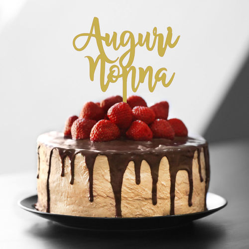 1 Cake Topper Auguri Nonna in plexiglass Colori Assortiti