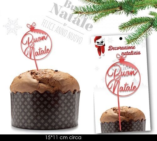 Cake Topper per Panettone diam 11 cm Buon Natale