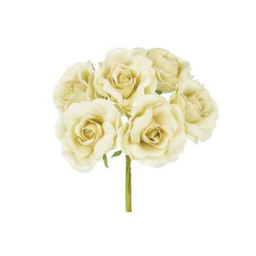 Fiore Rosa Singola Beige - Mazzetto da 6 Rose diam 5 cm