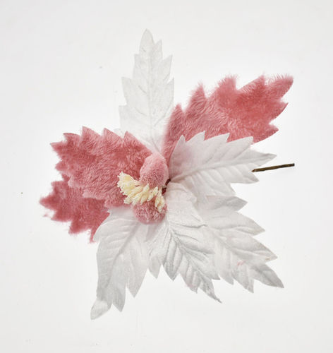 1 Fiore gambo corto Rosa e Bianco 26 cm