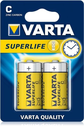 2 Batterie Mezza Torcia C - Varta Superlife