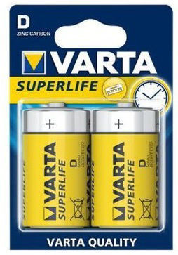 2 Batterie Torcia D - Varta Superlife