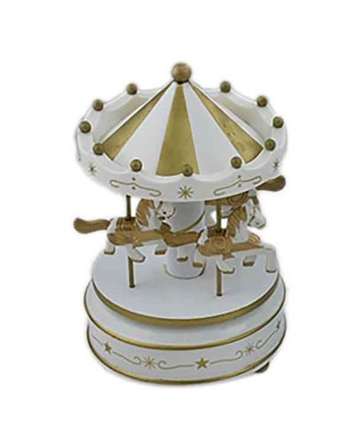 Carillon Giostra 18 cm Bianca e Oro