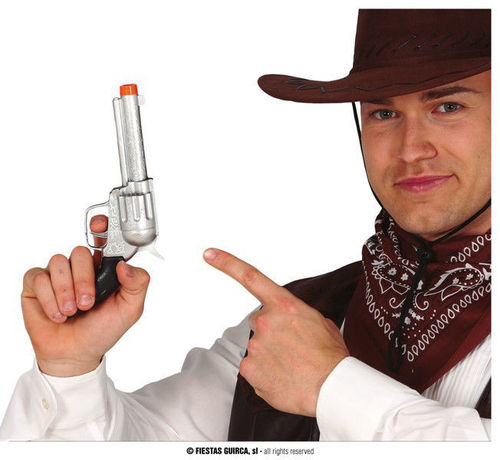 Pistola Cowboy giocattolo argento 24 cm