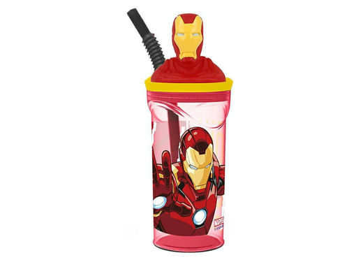 Iron Man Bicchiere con cannuccia 430 ml