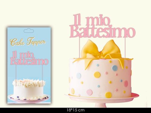 Cake Topper Il Mio Battesimo Rosa
