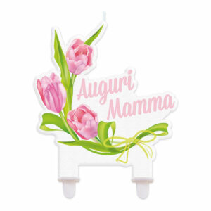 Candelina sagomata Auguri Mamma 12×12 cm