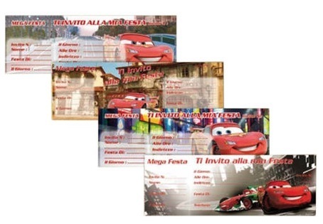 Biglietti Invito Cars ad assegno 21x7 cm 15 pz colori assortiti *
