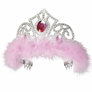 Coroncina Argento con Piume Rosa
