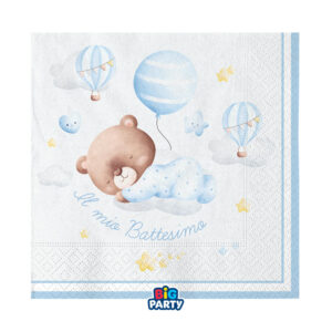 Tovaglioli 33×33 cm Battesimo Baby Bear Celeste 16 pz